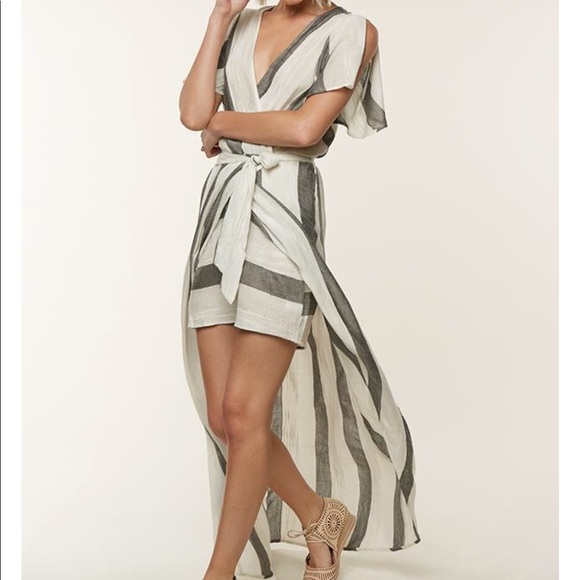 High front low back stripped dress - Picture 1 of 4